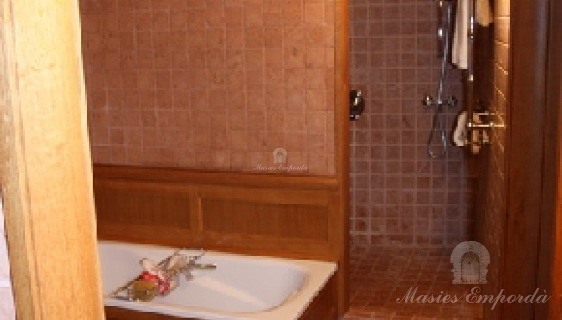 Detalle del baño de la suite con bañera y ducha 