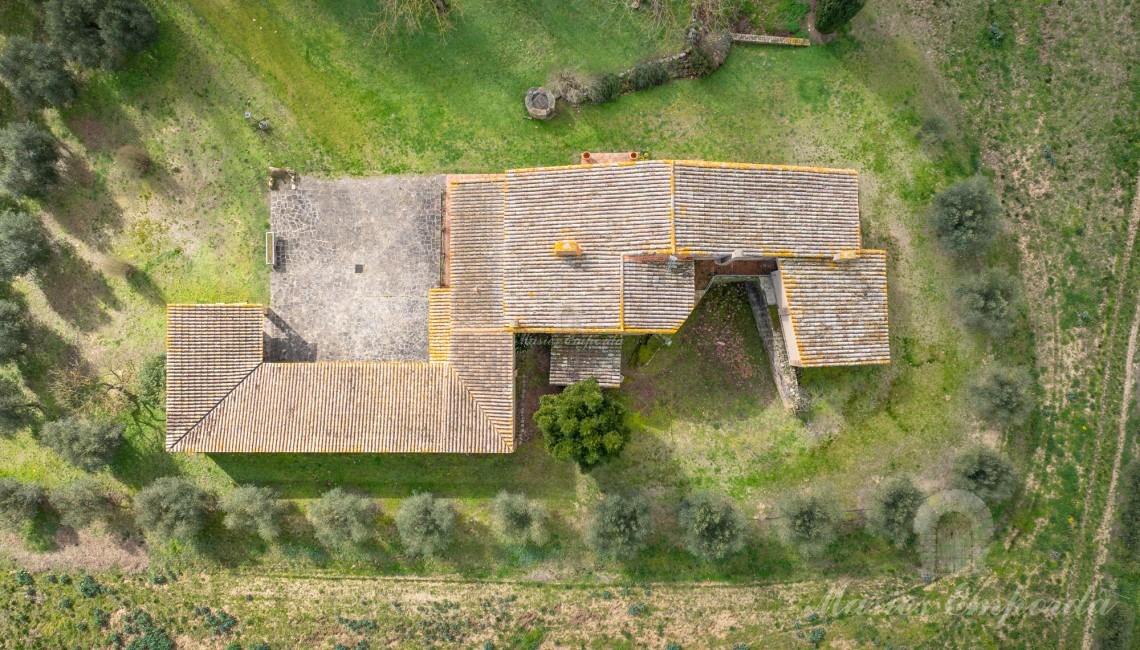 Aerial view of the farmhouse