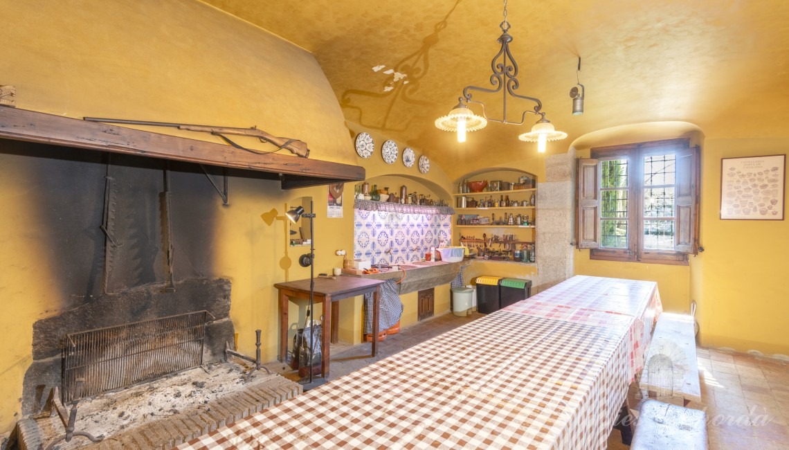 Fireplace in the farmhouse’s old kitchen