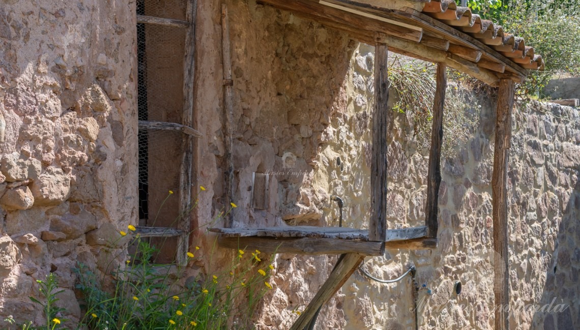 Warehouses and chicken coops in the interior courtyard of the farmhouse